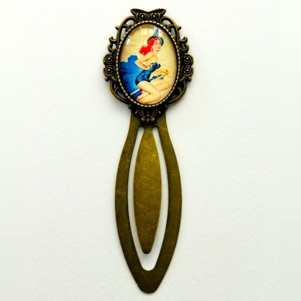 Pinup Witch Victorian Style Metal Bookmark, NWT, Handmade